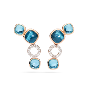 Boucles d'oreilles Nudo Topaze Blue London, Topaze Bleu Ciel, Diamants