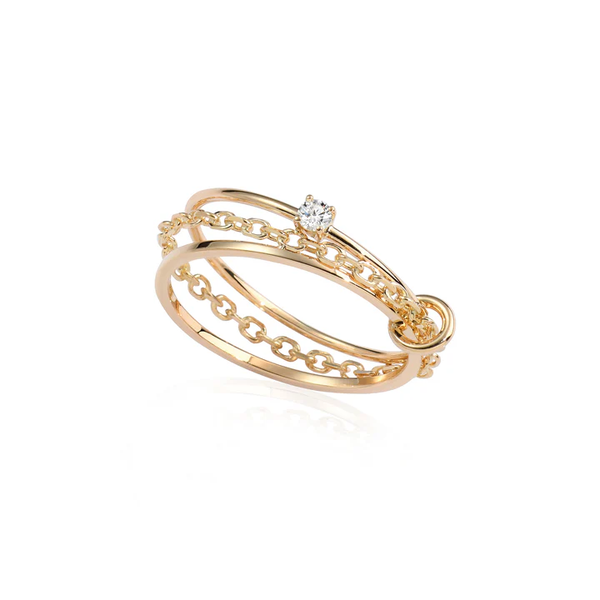 Bague Circle Solitaire Y Or Jaune Diamant