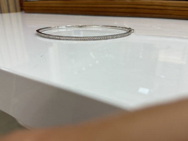 Bracelet Jonc Or blanc Diamants