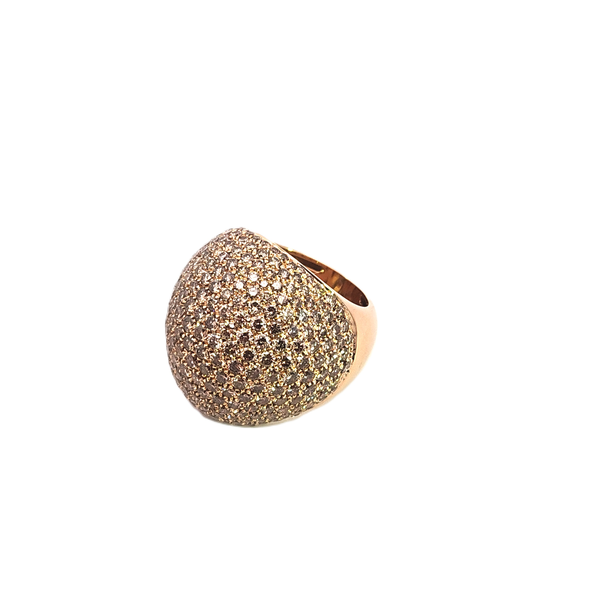 Bague Pavée Boule Or rose Diamants bruns