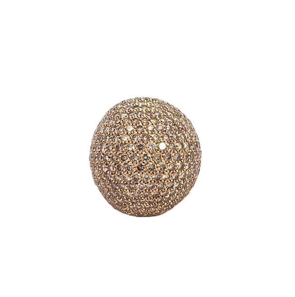 Bague Pavée Boule Or rose Diamants bruns