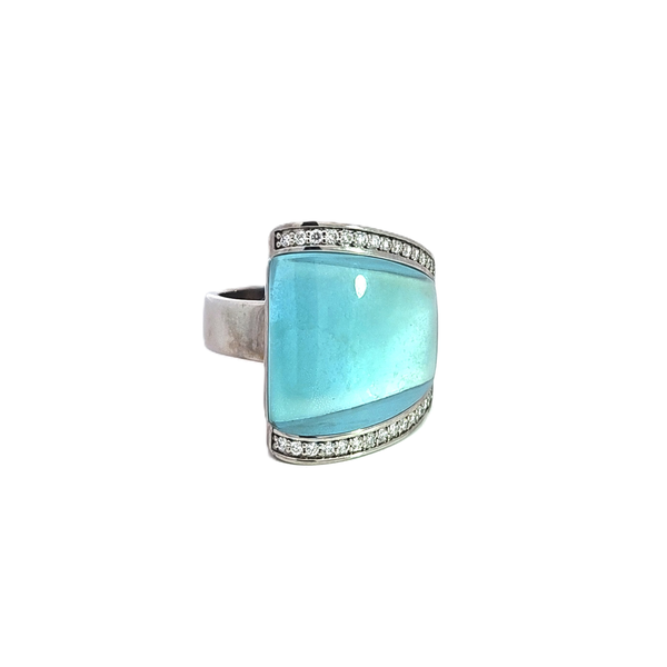 Bague Or blanc Diamants Gemme bleue