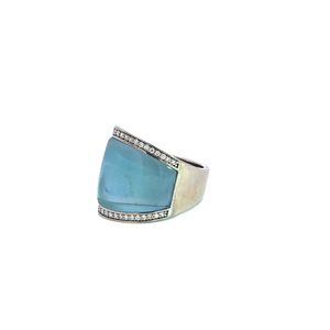 Bague Or blanc Diamants Gemme bleue