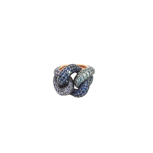 Bague Pomellato Tango Or rose Aigue-marine, Tanzanite, Saphir