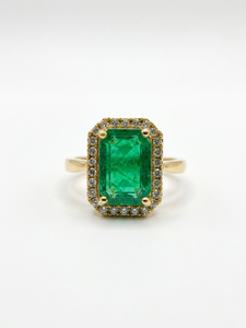 Bague Or Emeraude et diamants brillants