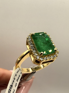 Bague Or Emeraude et diamants brillants
