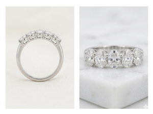 Demi alliance Or blanc Diamants de synthèse Ovales