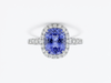 Bague en or blanc tanzanite et diamants