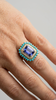 Bague or jaune Tanzanite turquoises et diamants