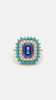Bague or jaune Tanzanite turquoises et diamants
