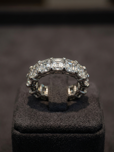Alliance tour complet or blanc, diamants Asscher cut