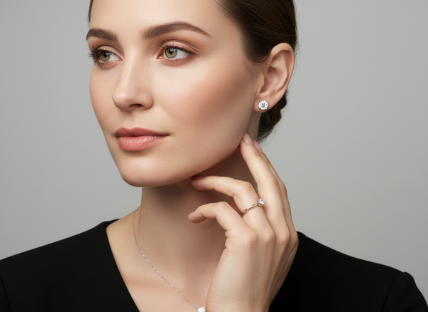 LP26 Paire de BO puces en OB 750/1000 sertie de diamants brillants environ 0,50 ct *2 . Poids du bijou:1,70 grs