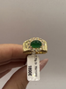 Bague Or jaune Emeraude cabochon et diamants