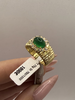 Bague Or jaune Emeraude cabochon et diamants