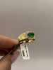 Bague Or jaune Emeraude cabochon et diamants