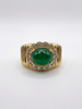 Bague Or jaune Emeraude cabochon et diamants