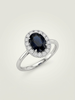 Bague Or blanc Saphir noir Diamants