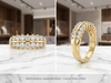 LP5169 Bague double rangs environ 1 ct dts champagne en or jaune 750/1000. 4,84 grs