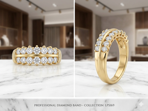 LP5169 Bague double rangs environ 1 ct dts champagne en or jaune 750/1000. 4,84 grs