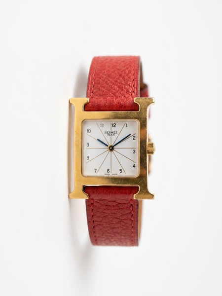 Montre HERMES «  la H » en acier et cuir