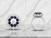 Bague en or blanc 750/1000 perle 0,36 ct dts 0,24 ct saphir . Poids du bijou 3,41 grs