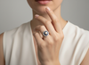 Bague Or blanc Perle, Saphirs et Diamants