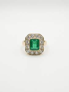 Bague Or jaune Emeraude diamants