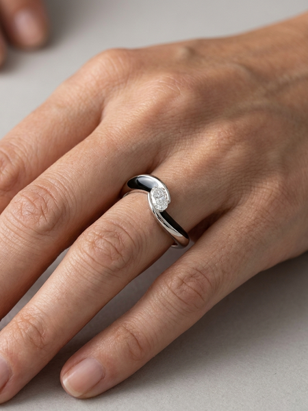 Bague "Garel" or blanc diamant oval