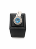 Bague or blanc 14 kt Topaze et Diamants brillants