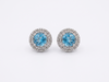 Boucles d'oreilles or blanc 14 kt Diamants et  Topaze