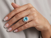 Bague or blanc 14 kt Topaze et Diamants brillants