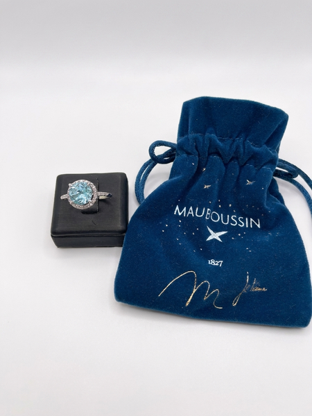 Bague « Mauboussin » or blanc, Topaze, diamants