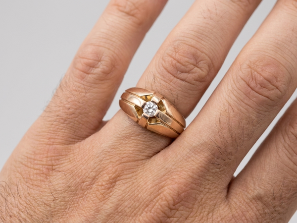Bague homme Or rose Diamant