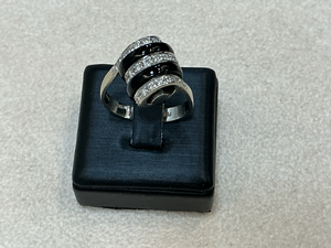 Bague Or blanc Onyx et Diamants