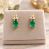 Boucles d'oreilles Or jaune Emeraudes et Diamants