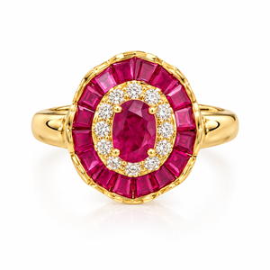 Bague Or jaune Rubis et Diamant