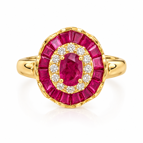 Bague Or jaune Rubis et Diamant
