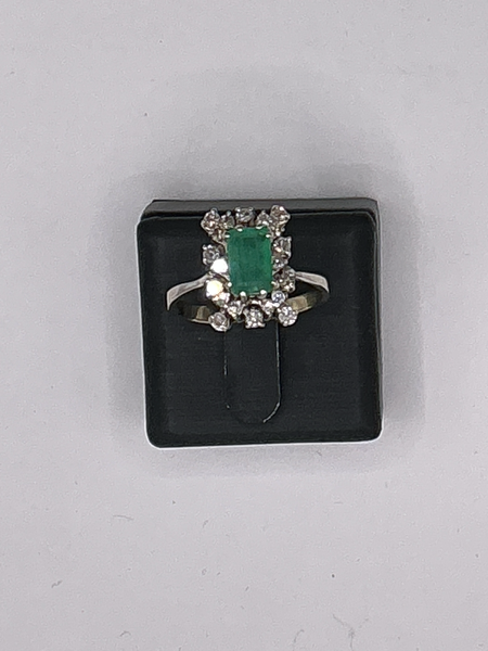 Bague Or blanc Emeraude Diamants