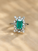 Bague Or blanc Emeraude Diamants