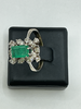 Bague Or blanc Emeraude Diamants
