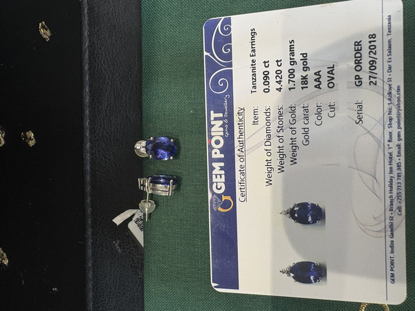 boucle d'oreille Tanzanite et diamant