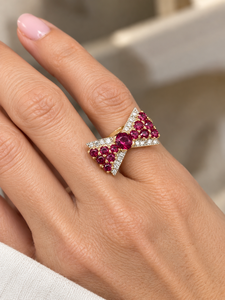 Bague Tank Or jaune Rubis Diamants