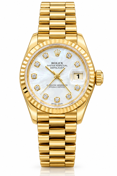 Montre Rolex femme Date just Or jaune 750/1000 Diamants et Nacre