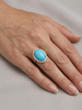 Bague en or jaune turquoise diamants