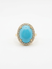 Bague en or jaune turquoise diamants