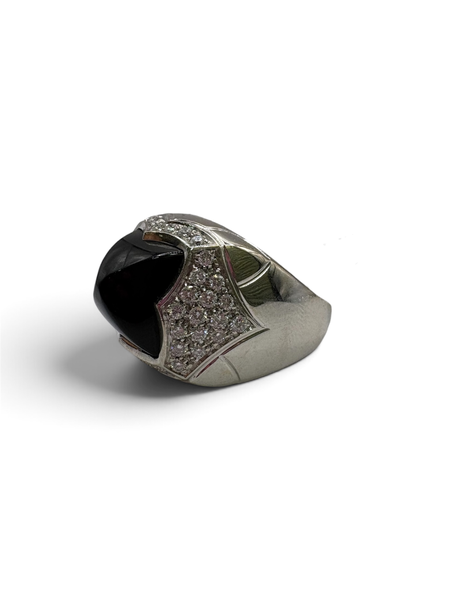 Bague bvlgari onyx, diamants et or blanc