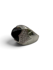 Bague bvlgari onyx, diamants et or blanc
