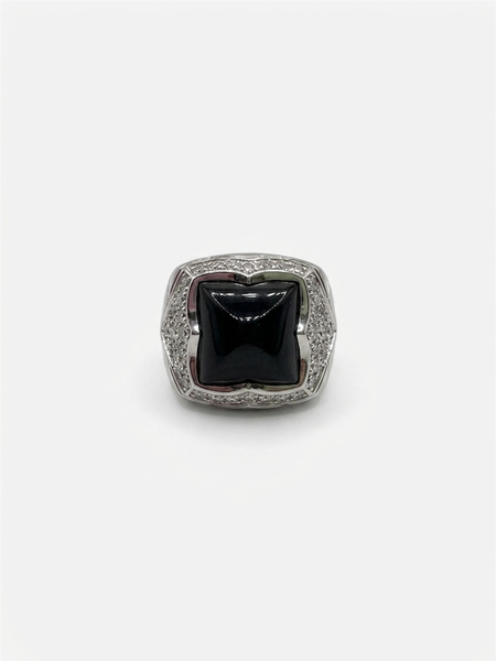 Bague Bulgari onyx, diamants et or blanc