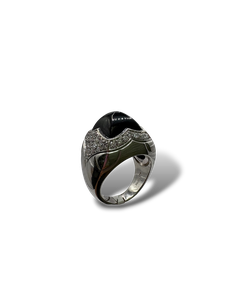 Bague bvlgari onyx, diamants et or blanc