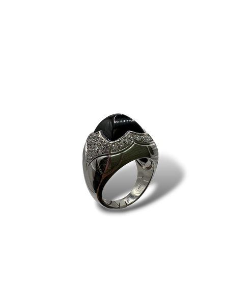 Bague bvlgari onyx, diamants et or blanc